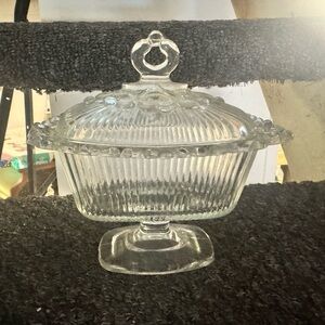 Vintage Indiana Glass Pedestal Candy Dish with Lid